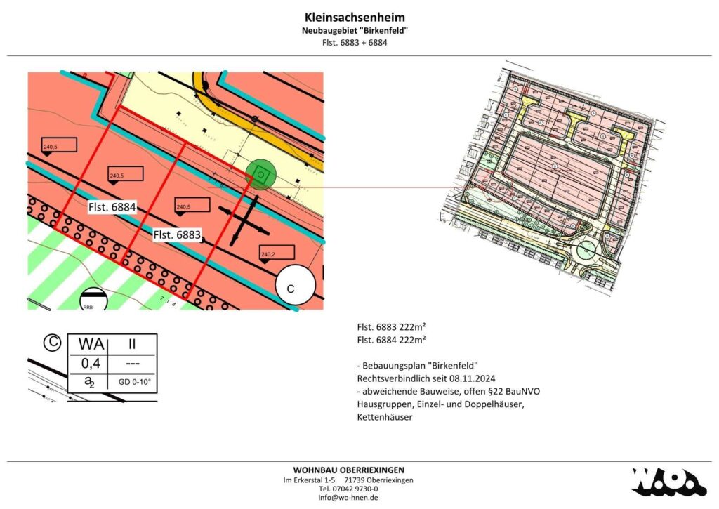 Lageplan des Baugrundstücks in Kleinsachsenheim